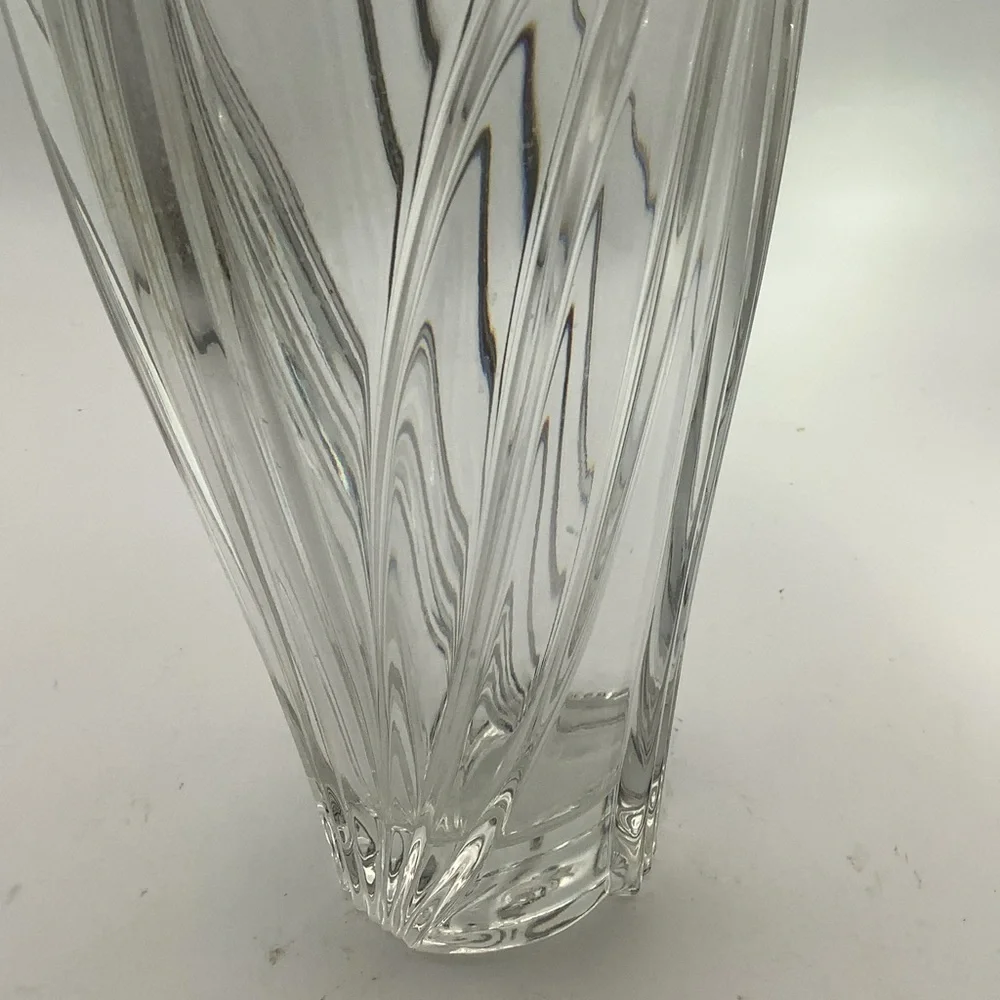 Large 10” Fluted Crystal Vase